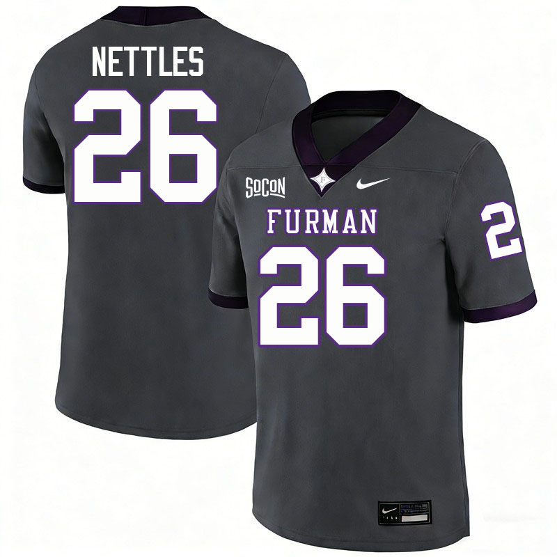 Furman Paladins #26 CJ Nettles College Football Jerseys,Uniforms-Grey